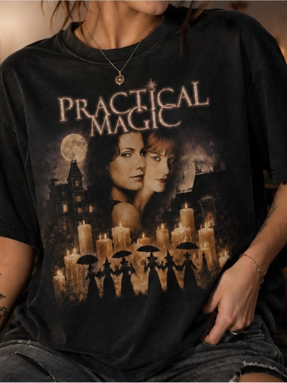 Practical Magic 1998 Shirt Witch Movie Graphic Tee - Halloween Black Unisex Gift